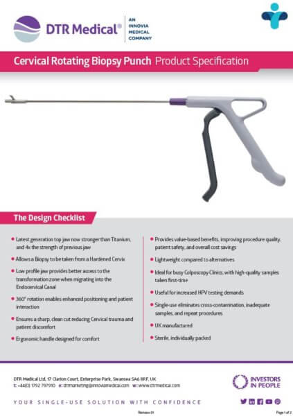 Cervical Rotating Biopsy Punch Product Specification