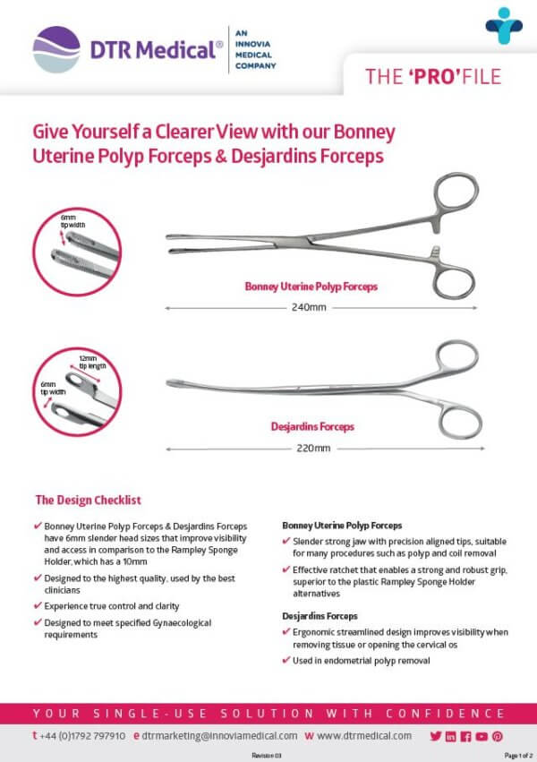 Bonney Uterine Polyp & Desjardins Forceps 